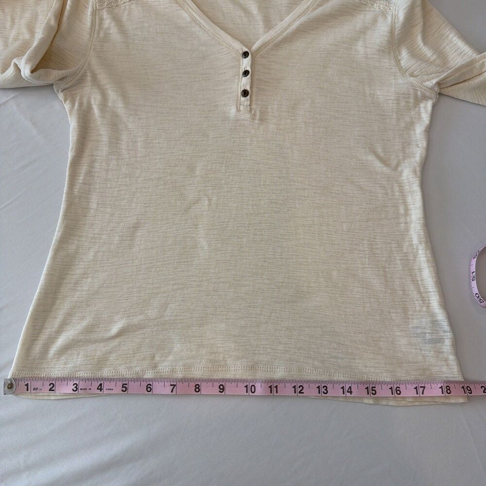 Chaps Womens M Henley Shirt Ivory Lace Trim Western Boho Soft Girl Cottage Rodeo - Picture 12 of 16